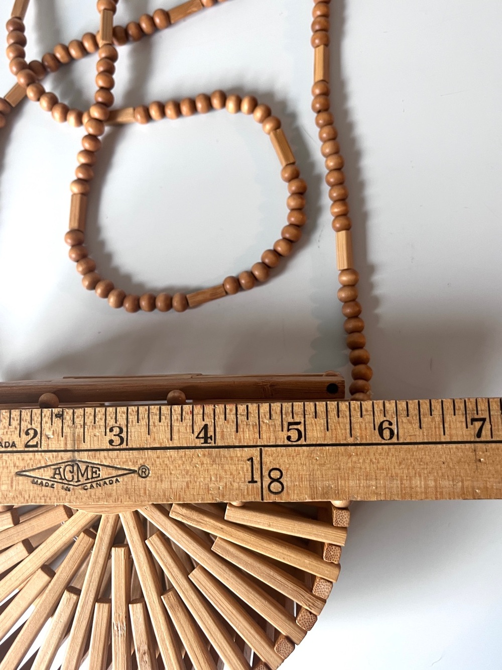 Bamboo Ark Style Crossbody Mini Purse with Wood Bead Strap - Picture 5 of 7